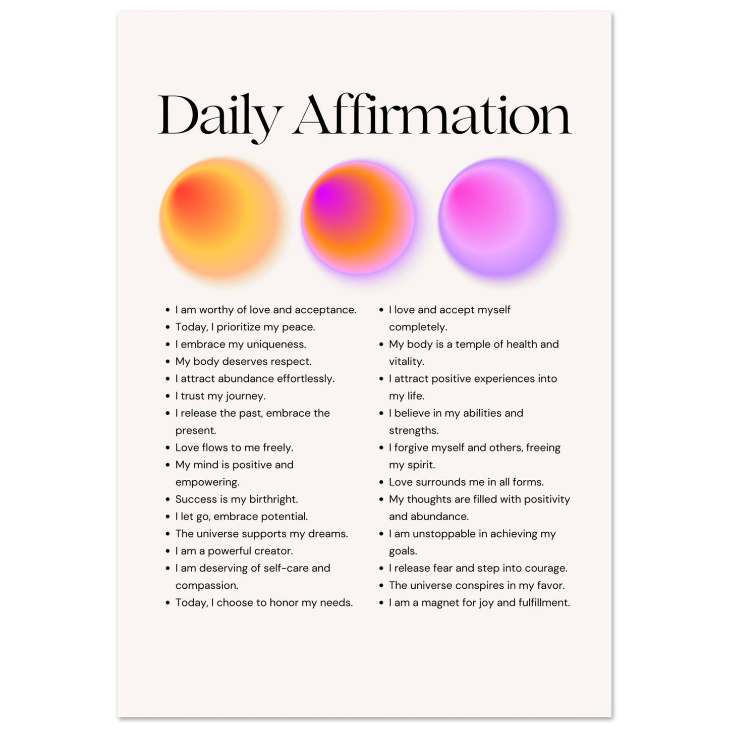 Daily Affirmations Wall Art Canvas Poster Your Bold Essence