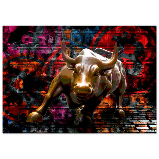 Wall Street Bull Statue Canvas Poster Wall Art Your Bold Essence