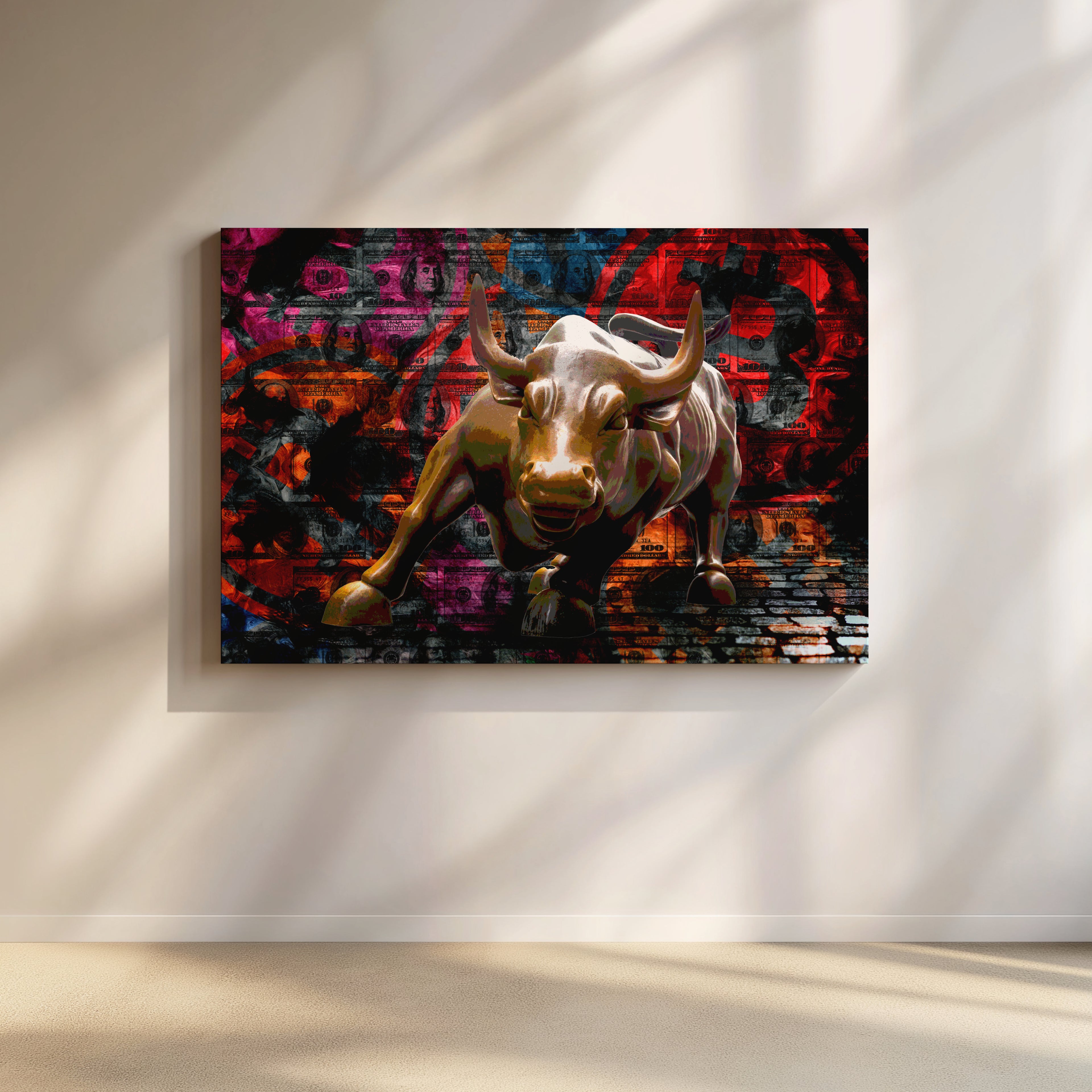 Wall Street Bull Statue Canvas Poster Wall Art Your Bold Essence