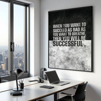 Breathe for Success motivational wall art — hustle mindset canvas print for entrepreneurs and traders