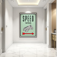 Speed Wins motivational wall art — bold entrepreneur canvas print for home office and trading desk