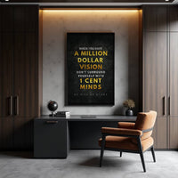 Million Dollar Vision motivational wall art — luxury entrepreneur canvas print for ambitious visionaries