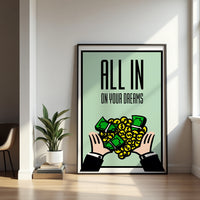 All In motivational wall art — bold no-backup-plan canvas print for entrepreneurs and risk-takers