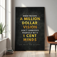 Million Dollar Vision motivational wall art — luxury entrepreneur canvas print for ambitious visionaries