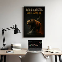 Bear Markets Don't Scare Me trading wall art — bold stock market motivation canvas for traders and investors