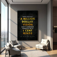 Million Dollar Vision motivational wall art — luxury entrepreneur canvas print for ambitious visionaries