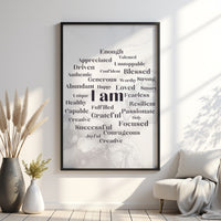 I Am Affirmation – Motivational Print for Home Office & Workspace