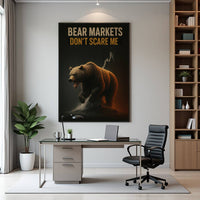 Bear Markets Don't Scare Me trading wall art — bold stock market motivation canvas for traders and investors