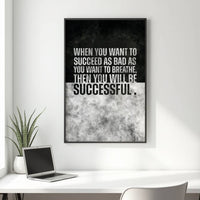 Breathe for Success motivational wall art — hustle mindset canvas print for entrepreneurs and traders