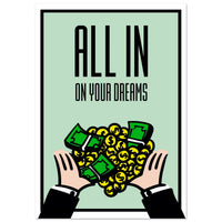 All In motivational wall art — bold no-backup-plan canvas print for entrepreneurs and risk-takers