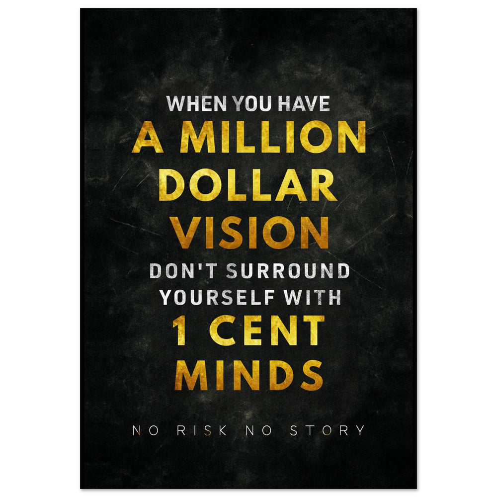 Million Dollar Vision motivational wall art — luxury entrepreneur canvas print for ambitious visionaries