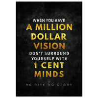 Million Dollar Vision motivational wall art — luxury entrepreneur canvas print for ambitious visionaries