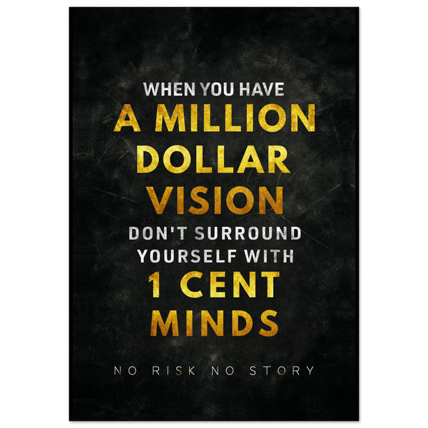 Million Dollar Vision motivational wall art — luxury entrepreneur canvas print for ambitious visionaries