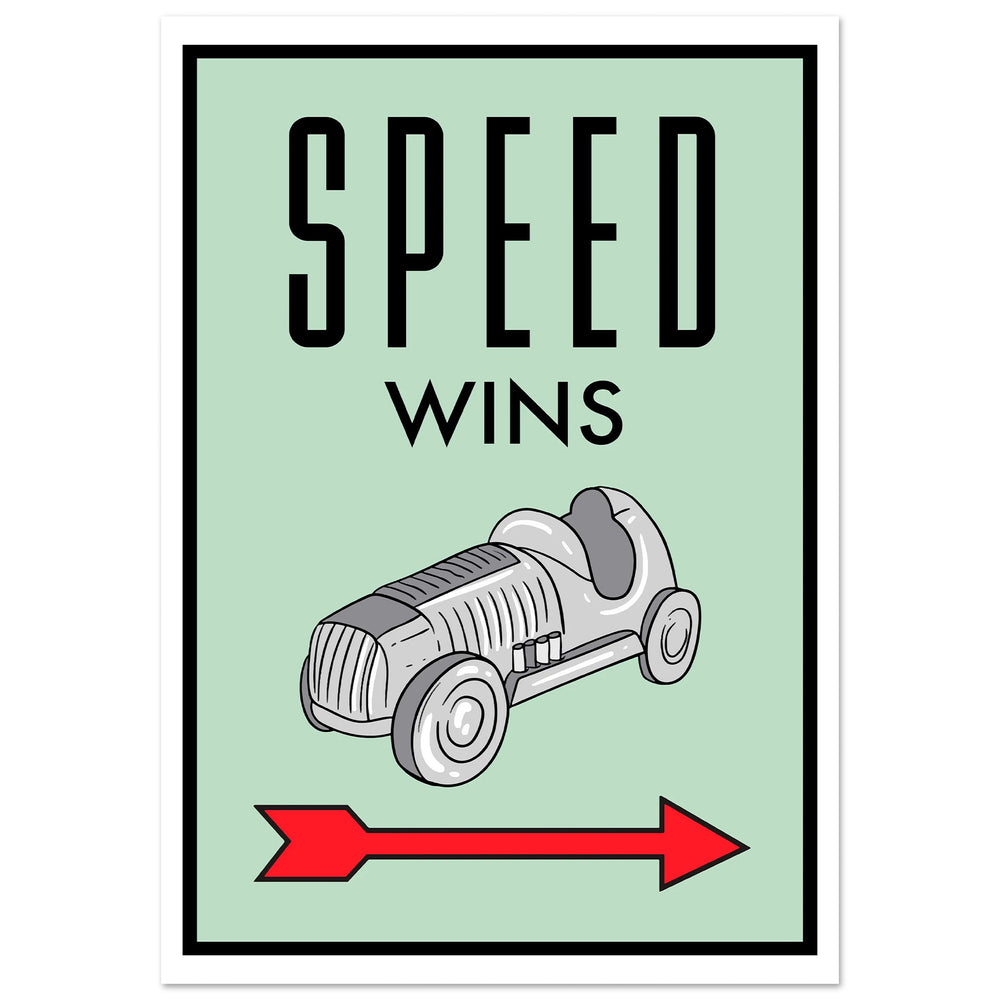 Speed Wins motivational wall art — bold entrepreneur canvas print for home office and trading desk