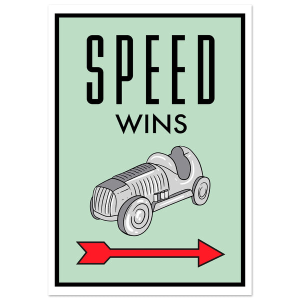 Speed Wins motivational wall art — bold entrepreneur canvas print for home office and trading desk