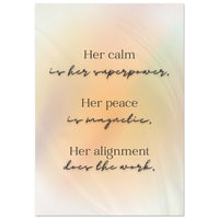 Her Calm Her Power feminine wall art — empowerment canvas print for confident modern women