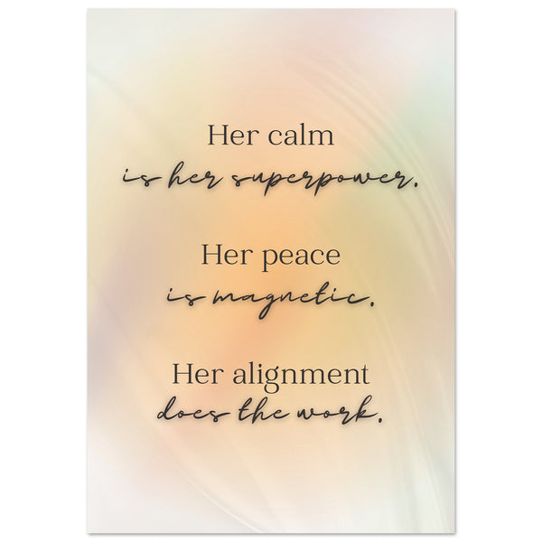 Her Calm Her Power feminine wall art — empowerment canvas print for confident modern women