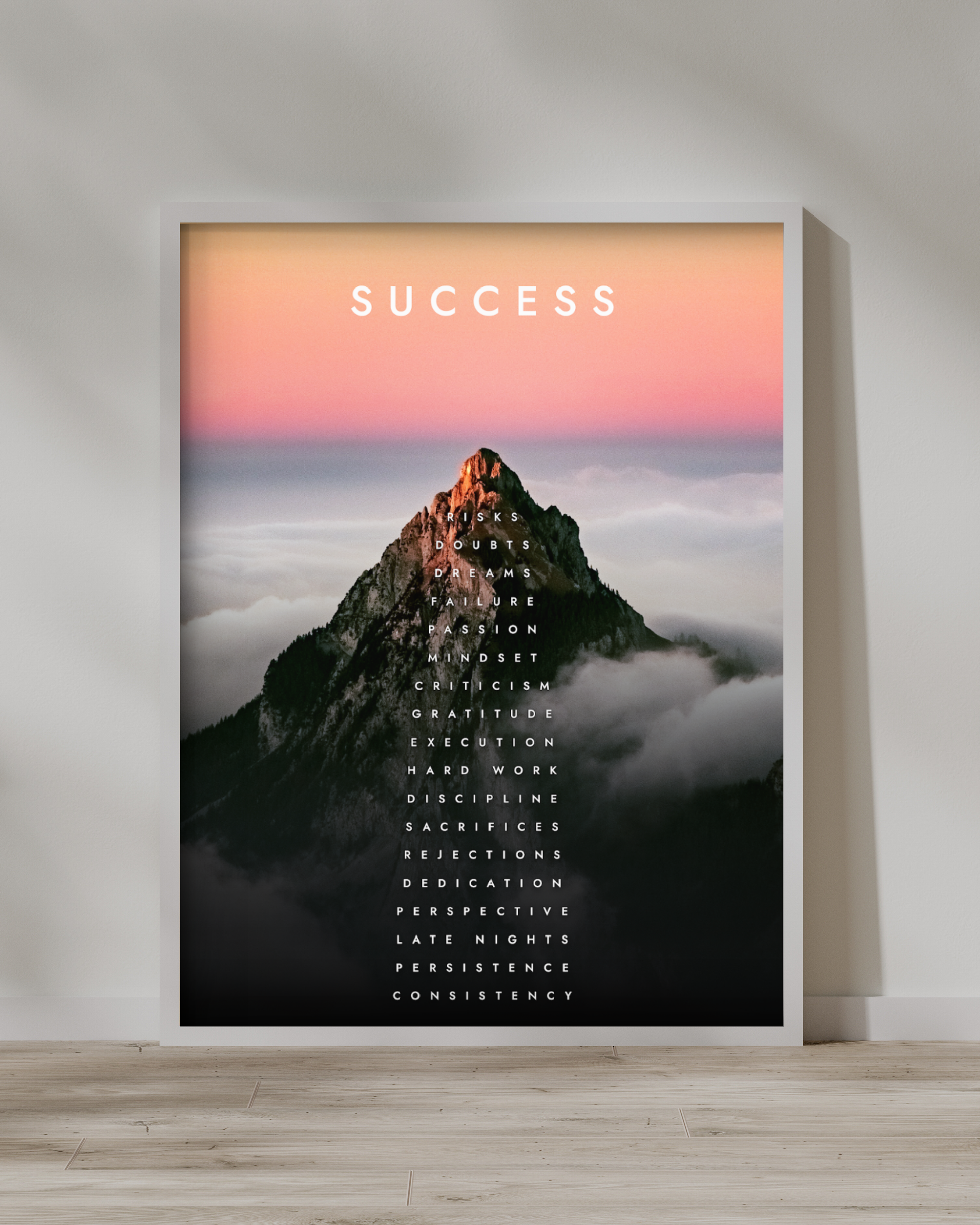 Success Mountain Motivational Canvas Wall Art Poster Your Bold Essence