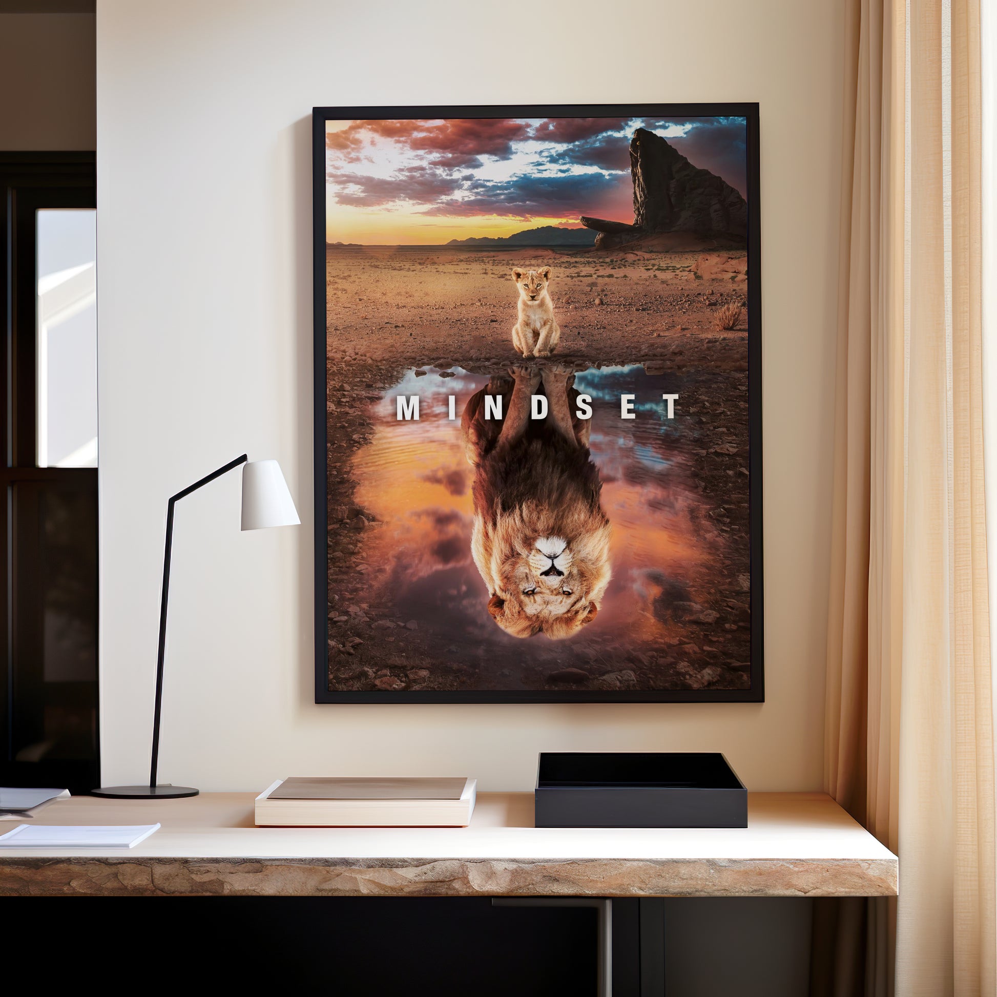 Mindset Lion Wall Art Canvas Poster for Motivation Your Bold Essence