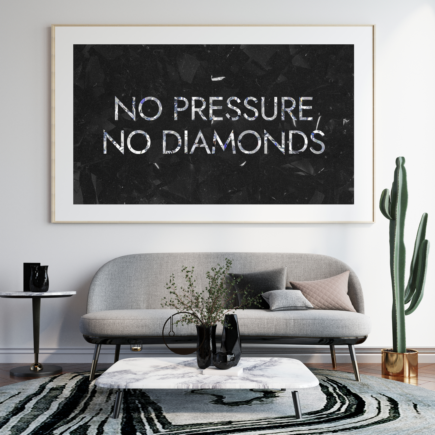 No Pressure No Diamond Canvas Wall Art Poster Your Bold Essence