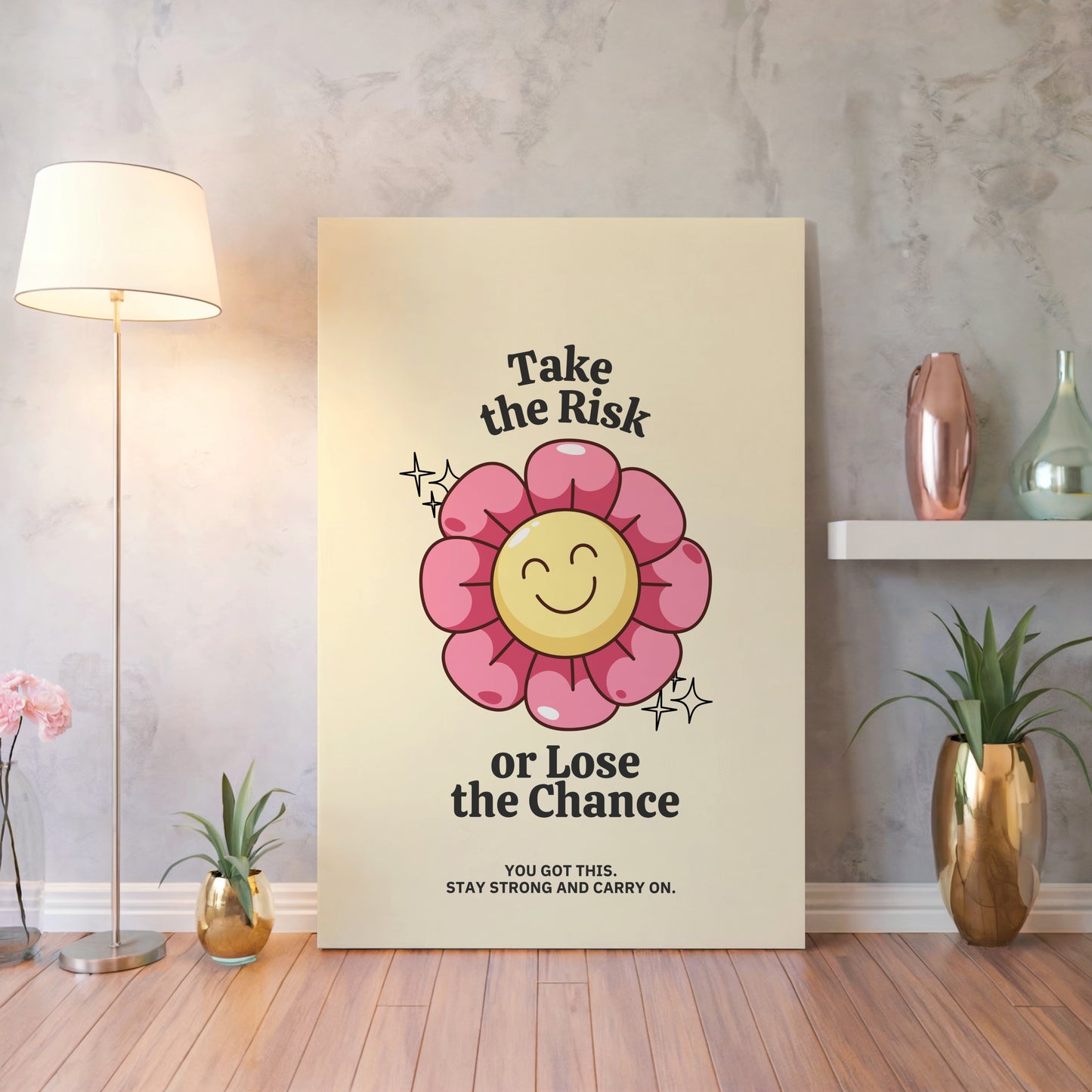 Take the Risk or Lose the Chance Motivational Wall Art Canvas Poster Your Bold Essence