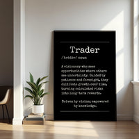 Trader Definition wall art canvas print styled in a home office lifestyle setting