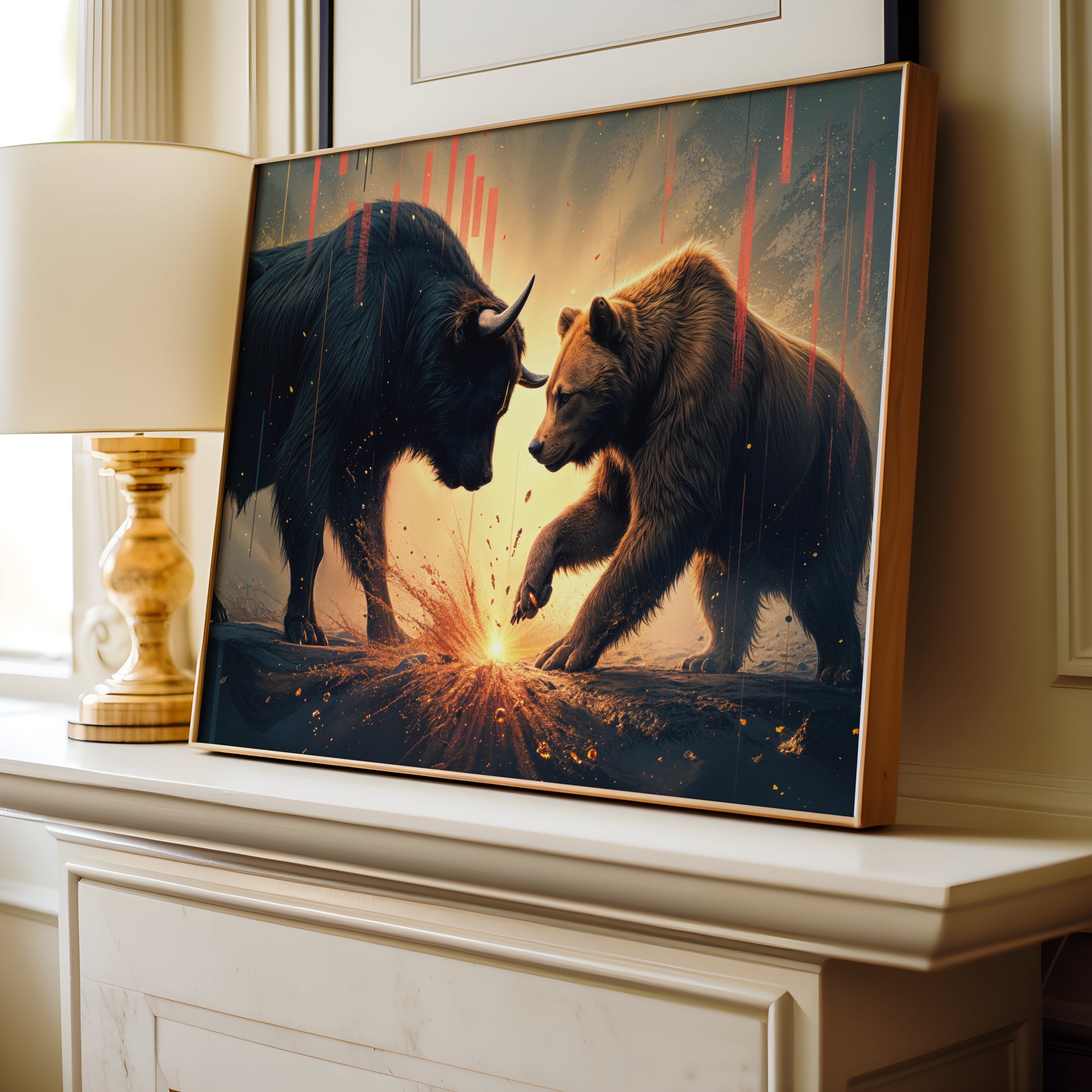 Bull vs Bear Wall Art Canvas Poster Your Bold Essence