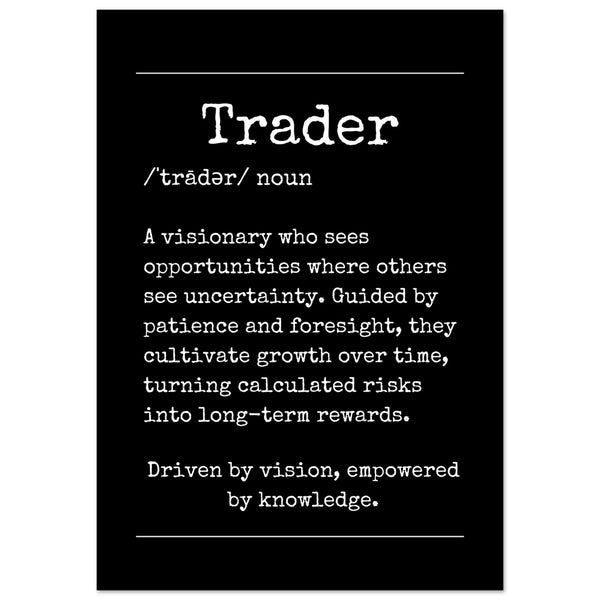 Trader Definition motivational canvas print — wall art for stock crypto and futures traders