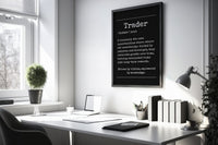 Trader Definition framed motivational print — wall art for trading room and home office