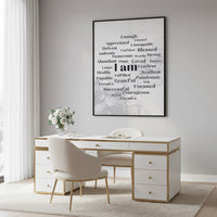 I Am Affirmation Wall Art in modern home office