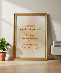 Her Calm Her Power feminine wall art — empowerment canvas print for confident modern women