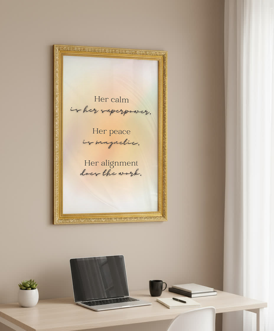 Gold ornate frame motivational wall art — feminine inspirational quote print by Your Bold Essence, perfect for modern entrepreneur decor.