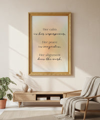 Her Calm Her Power feminine wall art — empowerment canvas print for confident modern women